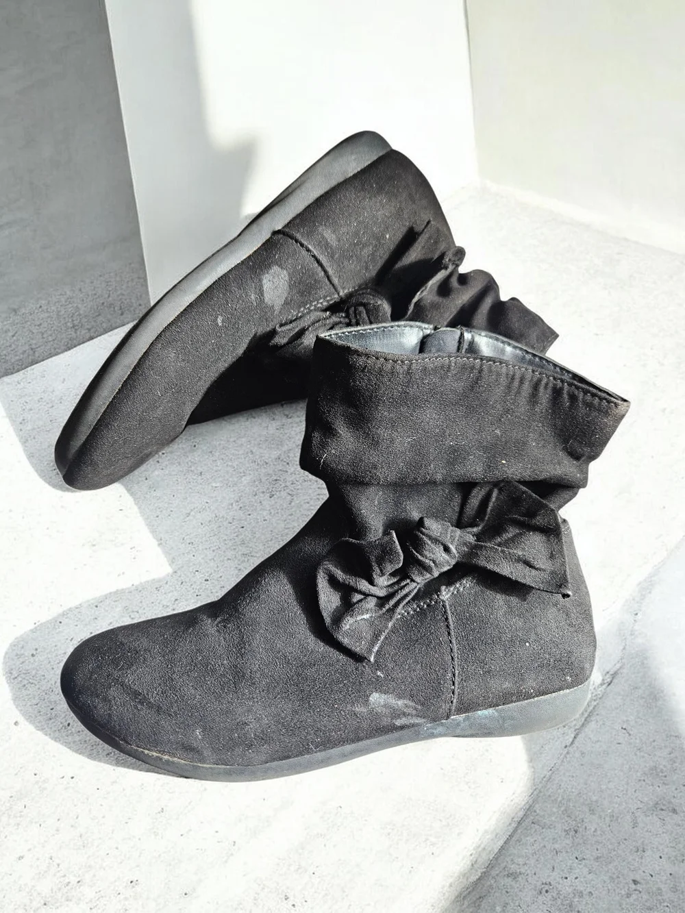 Black Suede Slouch Ankle Boots